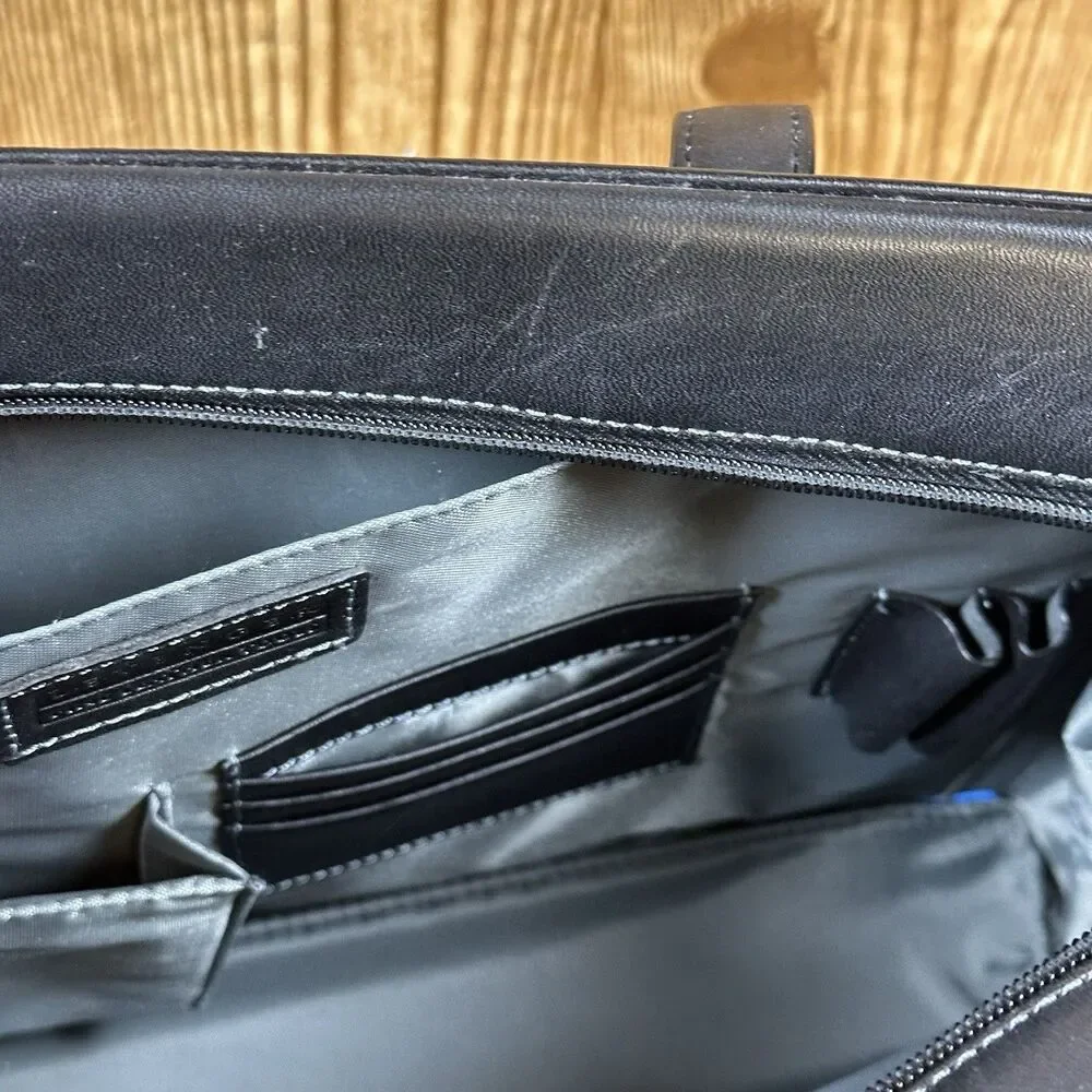Lavender Briefcase Shoulder Work Hobo Satchel‎ Tote Bag Black Leather